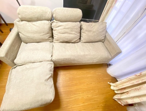引き取り希望】オッドマンつきソファ(3人がけソファ) (わんこ