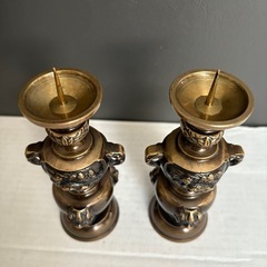 仏具　タマダルマ燭台黒光色5寸2台の画像