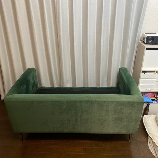 LOWYA ロウヤ ソファ ソファー 2人掛け 2.5人掛け フロアソファ ベルベット調 真鍮調脚 モダン グリーン