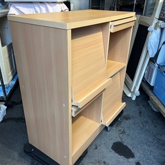 ディスプレイラック フラップシェルフ 収納棚 ディスプレイ ボード ナチュラルカラー 4マス W795 D450 H890 中古品 ④の画像