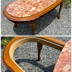 イタリア家具 大理石 センターテーブル ローテーブル ロココ調 猫脚 楕円の画像