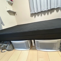 ボンネルコイル　脚付マットレス　ベッド　ブラック　セミダブルの画像