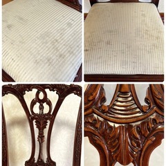 アンティーク クイーンアン様式 マホガニー材 ダイニングチェア 猫脚 の画像