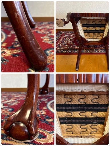 アンティーク クイーンアン様式 マホガニー材 ダイニングチェア 猫脚 ② アンティーク クイーンアン様式 マホガニー材 ダイニングチェア 猫脚