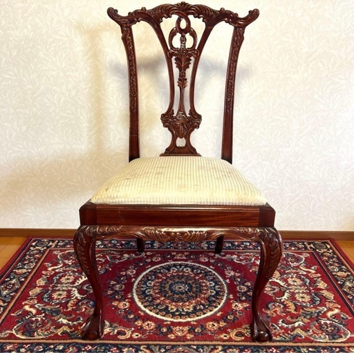 アンティーク クイーンアン様式 マホガニー材 ダイニングチェア 猫脚 ② アンティーク クイーンアン様式 マホガニー材 ダイニングチェア 猫脚