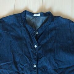 【美品】　デニム風ロングワンピース　前開きの画像