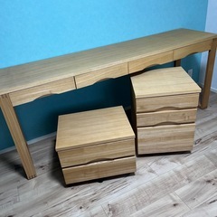 テーブル　棚　檜製の画像