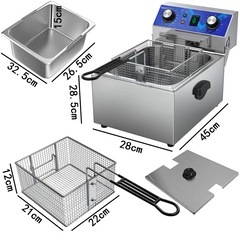 【新品未使用】早い者勝ち❣️ 電気フライヤー 10L 卓上フライヤー 揚げ物器 ミニフライヤーの画像