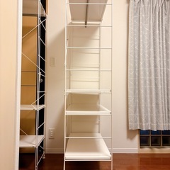 ④無印　スチールユニットシェルフ　ライトグレーの画像