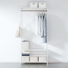 ④無印　スチールユニットシェルフ　ライトグレーの画像