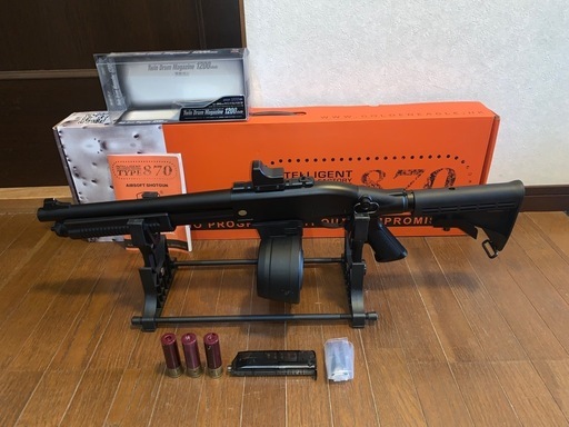 購入者決定　近接最強？　ゴールデンイーグル　レミントンM870   ガスショットガン　ドットサイト、ドラムマガジン付き