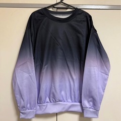 グラデーションカラースウェット オーバーサイズ ストリート系 ブラック×パープル 裏起毛の画像