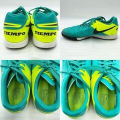 ナイキ ティエンポ ジェニオ II レザー TF 26cm グリーン×イエロー 819216-307 NIKE ターフコート フットサル トレーニングシューズ サッカーの画像