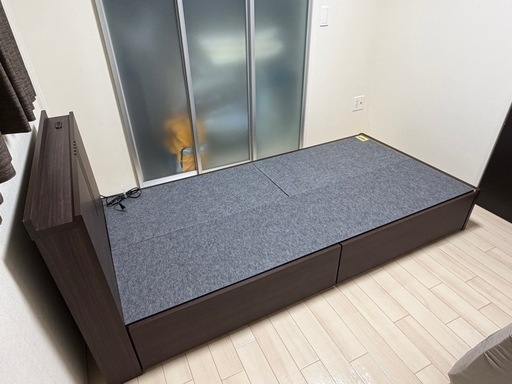 ダークブラウン シングルベッドフレーム