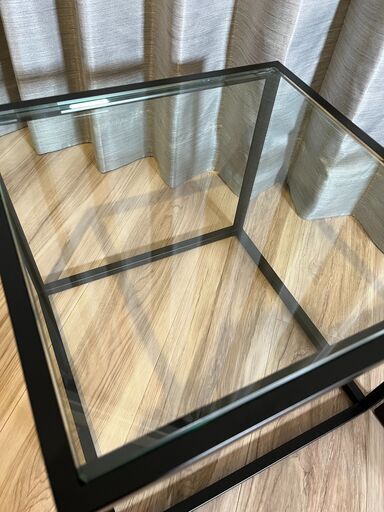 【12/10まで】【送料無料！ほぼ未使用】 ガラストップサイドテーブル2個セット