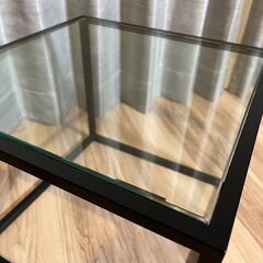 【12/10まで】【送料無料！ほぼ未使用】 ガラストップサイドテーブル2個セットの画像