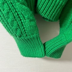 ケーブルニットカーディガン 厚手 グリーン 長袖の画像