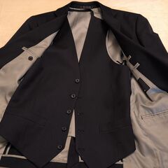 3ピーススーツ　黒　メンズ　洗濯可能の画像
