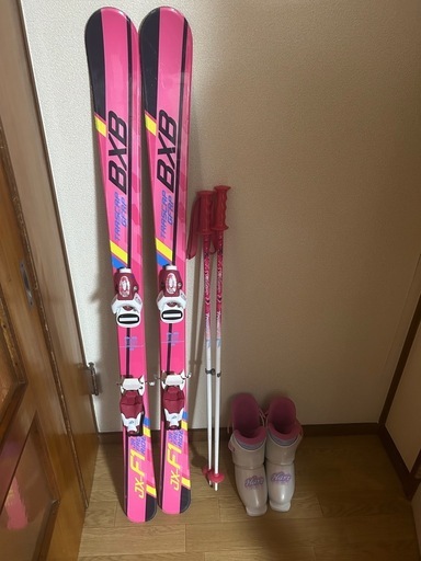 スキー128 靴20センチストック子供用 (さくらさく) 苗穂のスキーの中古