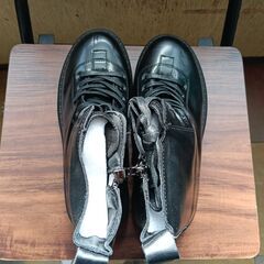 新品 25cm レディース ブーツ ブラック 厚底 シューズ サイドゴア 識別番号:【B168-S】の画像