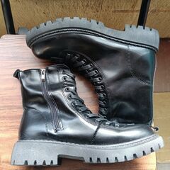 新品 25cm レディース ブーツ ブラック 厚底 シューズ サイドゴア 識別番号:【B168-S】の画像