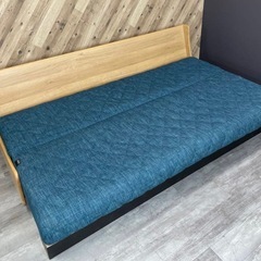 大川家具 モーブル ドロシーⅡ ソファベッド 200cm ブルー×ナチュラルの画像