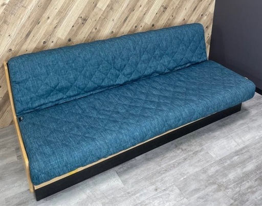 大川家具 モーブル ドロシーⅡ ソファベッド 200cm ブルー×ナチュラル