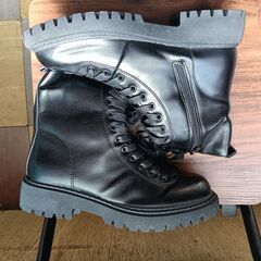 新品 24.5cm レディース ブーツ ブラック 厚底 シューズ サイドゴア 識別番号:【B169-S】の画像