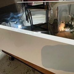 ローテーブル テーブル 家具 生活家具 台 収納 ホワイト ガラステーブル 1130-013の画像