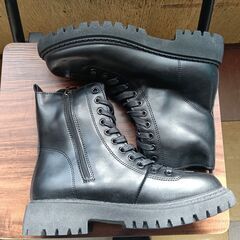 新品 24.5cm レディース ブーツ ブラック 厚底 シューズ サイドゴア 識別番号:【B170-S】の画像