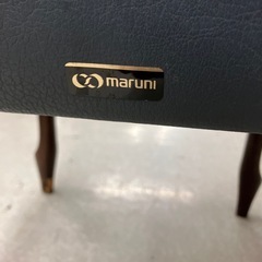 K2511-535 MARUNI ヴィンテージ ベルサイユ スタッズ付き アームチェア ダイニングチェア ブルーグレー キズ汚れ多数の画像