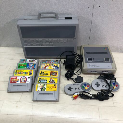 スーパーファミコン 本体 SHVC-001 動作品 ソフト10本 収納ケース付き コントローラー2個 SFC レトロゲーム　【糸島市内 送料無料】251130-8