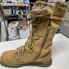 SKECHERS　スケッチャーズ　ブーツ　レディース　スエード　ファー　靴　シューズ　24.0㎝　インナーファスナー　ハイカット　ベージュ　中古　④の画像