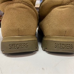 SKECHERS　スケッチャーズ　ブーツ　レディース　スエード　ファー　靴　シューズ　24.0㎝　インナーファスナー　ハイカット　ベージュ　中古　④の画像