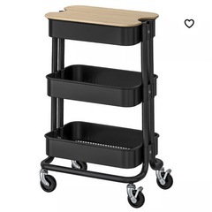 イケヤ RÅSKOG ロースコグ  NORRÅVA ノルオーヴァ ワゴン ふた付き ブラック
の画像