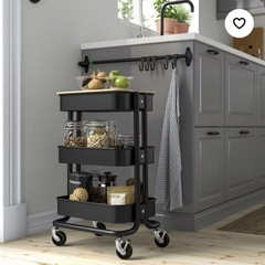 イケヤ RÅSKOG ロースコグ  NORRÅVA ノルオーヴァ ワゴン ふた付き ブラック
の画像