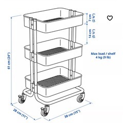 イケヤ RÅSKOG ロースコグ  NORRÅVA ノルオーヴァ ワゴン ふた付き ブラック
の画像