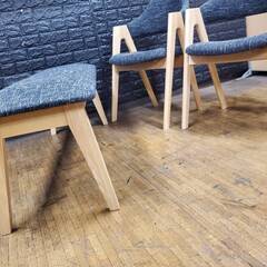 【アウトレット品】北欧デザイン ダイニングチェア２脚＋ダイニングベンチセット リビングチェアの画像