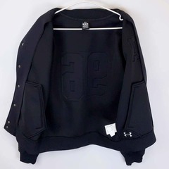 [未使用] アンダーアーマー UAバーシティ ジャケット M ブラック 6007425 メンズ UNDER ARMOUR スタジャン ダブルニット素材の画像