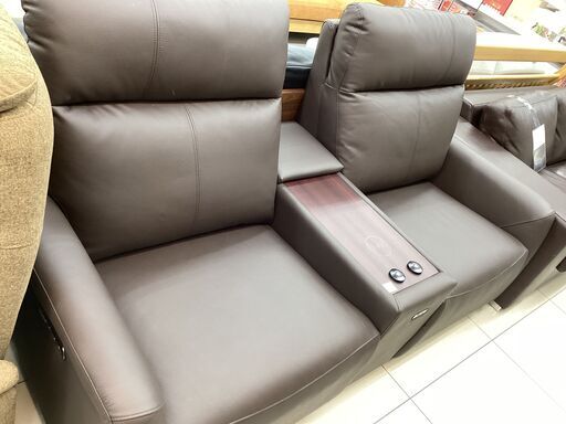 電動リクライニングソファー　2人掛け　センターユニット付　軽度の使用感有