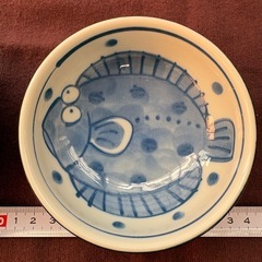 睦美窯ヒラメ柄 &花柄　小皿 小碗の画像