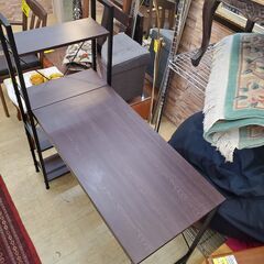 アイリスオーヤマ ラック付きPCデスク システムデスク 机 スチールフレーム ダークブラウン■横幅114cm×奥行52cm×高さ122cm■買取帝国 朝霞店 配達可の画像