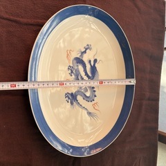 有田焼　中華皿　龍柄　楕円形の画像