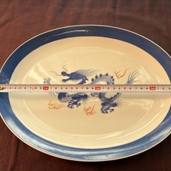 有田焼　中華皿　龍柄　楕円形の画像
