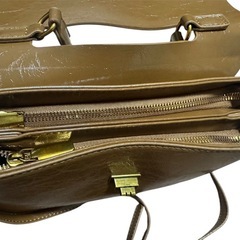 ブラウン2WAYショルダーバッグ ポルカドットリボン付きの画像