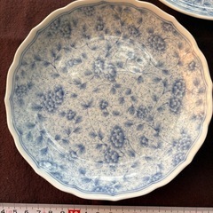 美濃焼　青　花柄皿　3枚まとめの画像