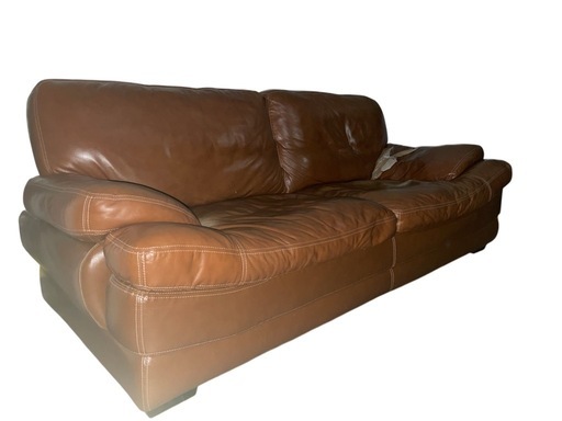 本革ブラウンソファ 2~3人掛け (D) 真岡のソファ《3人掛けソファ》の