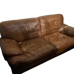 本革ブラウンソファ 2~3人掛けの画像