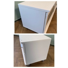 ニトリ ホワイト木製テレビ台 キャスター付きの画像