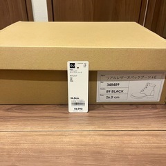 ジーユー リアルレザーヌバックブーツ+E 26.0cm ブラックの画像